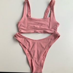 Topshop Ribbed Pink Bikini